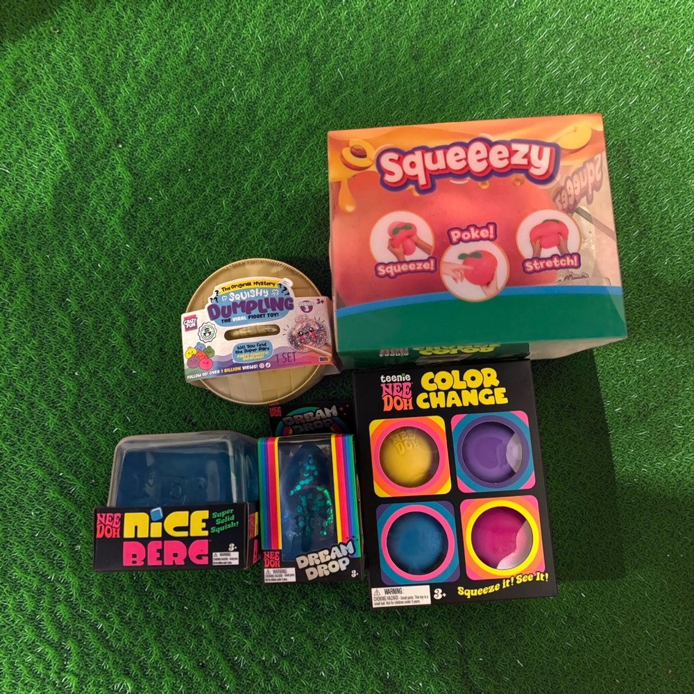 NeeDoh Fidget Toy Bundle Schylling Squeeezy Dumpling Dream Drop Nice Cube 5pc